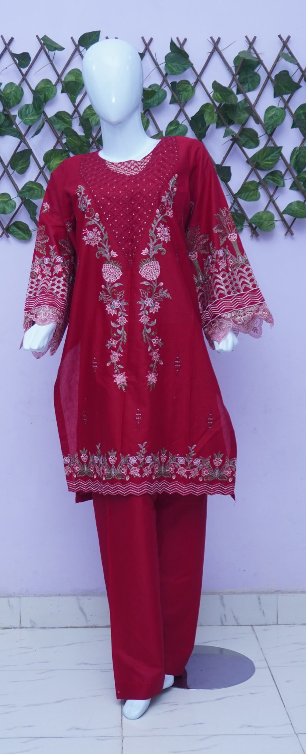 Embroidered doria lawn stiched 2Pc