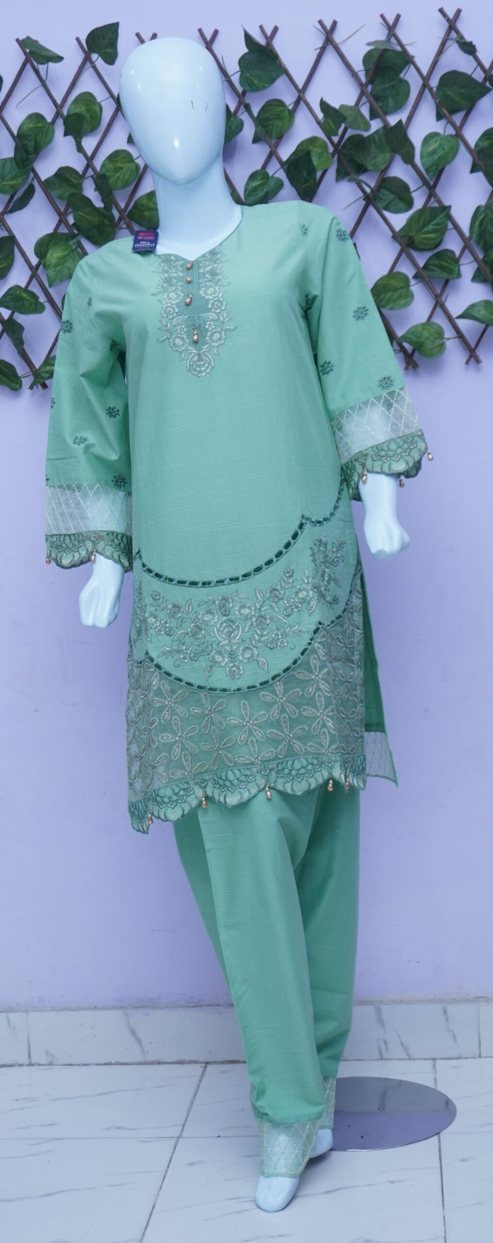 Embroidered lawn stiched 2 pc
