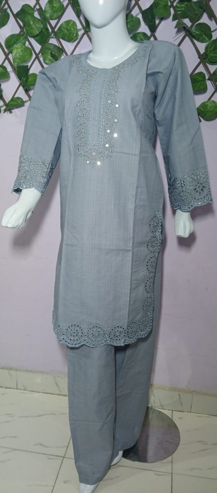 Embroidered Cotton stiched 2pc